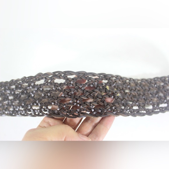 Vintage Woven Brown Lace Leather Belt with a Silver Buckle Adjustable Size - Picture 7 of 8